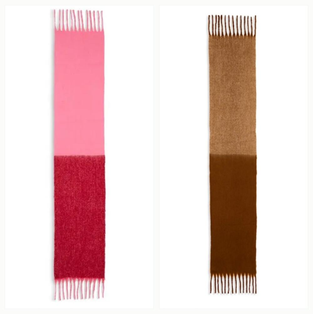 Aqua Hot Pink/Camel Lulla Color Block Two Tone Scarf